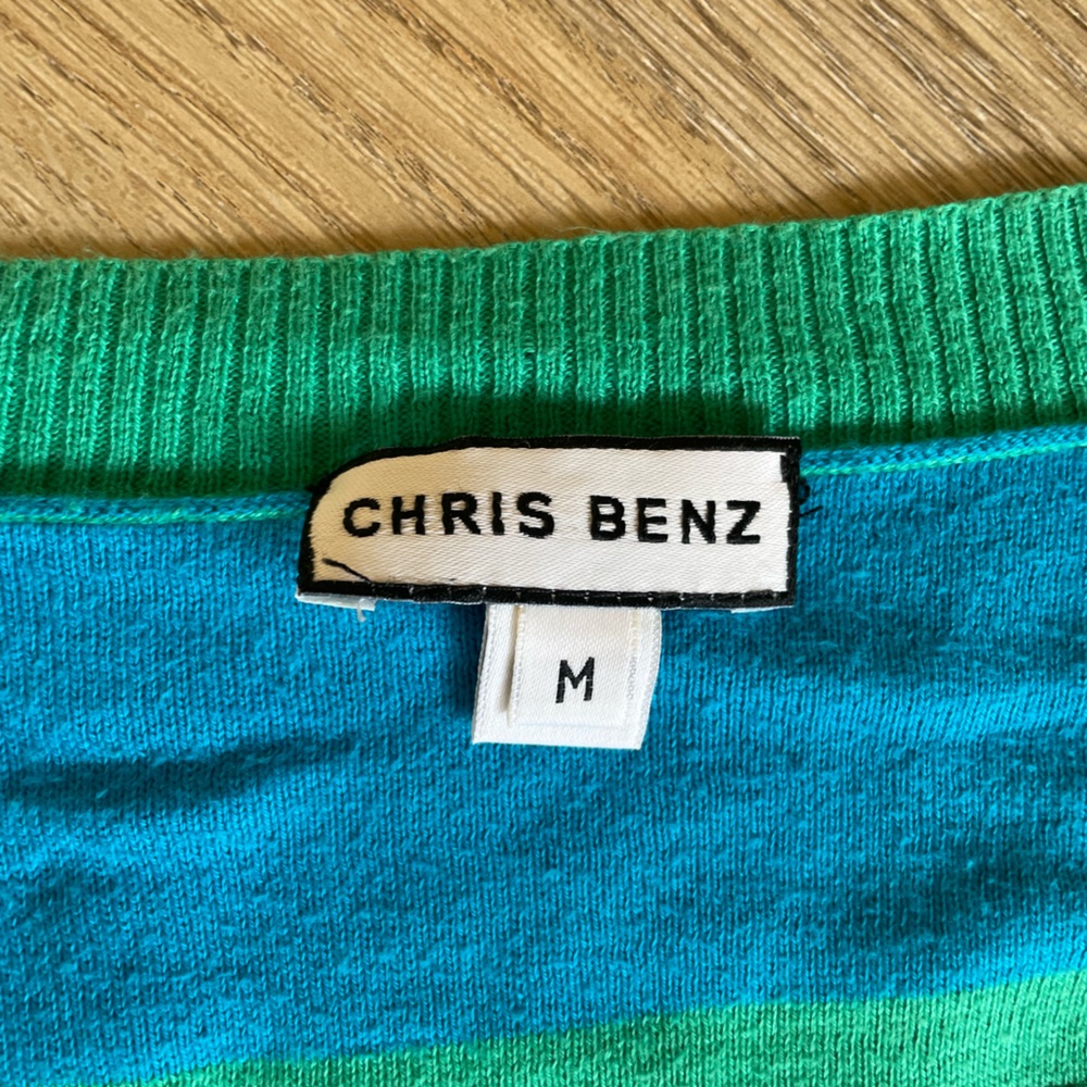 Chris Benz Green and Blue Knit Top 100% Cotton Size Medium - Picture 2 of 11